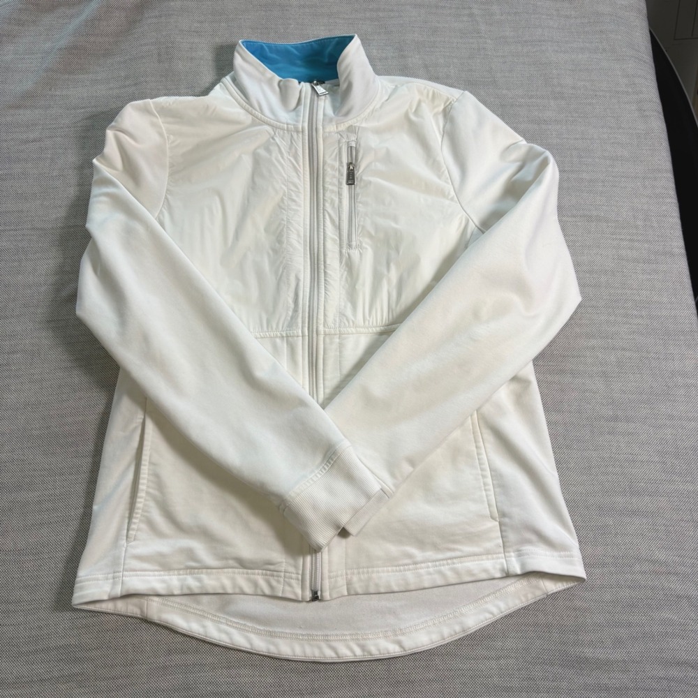 Lauren Active Ralph Lauren, Full Zip Jacket, M, White, Mixed Media Athletic